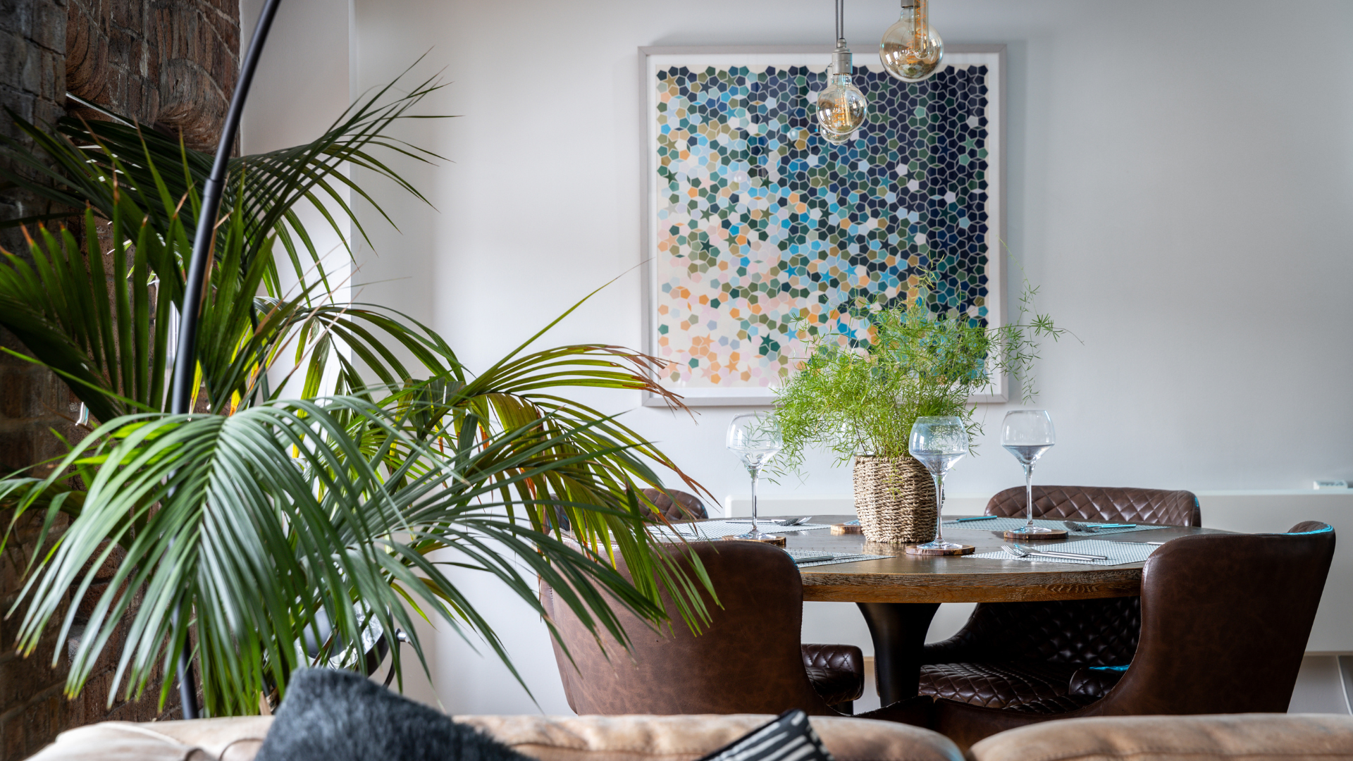 Dining table with plants